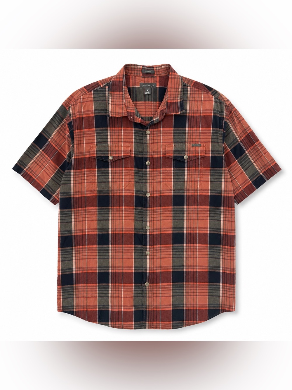 Eddie Bauer Classic Fit Plaid Short Sleeve Button Down 2XL Cotton‎ Outdoor
